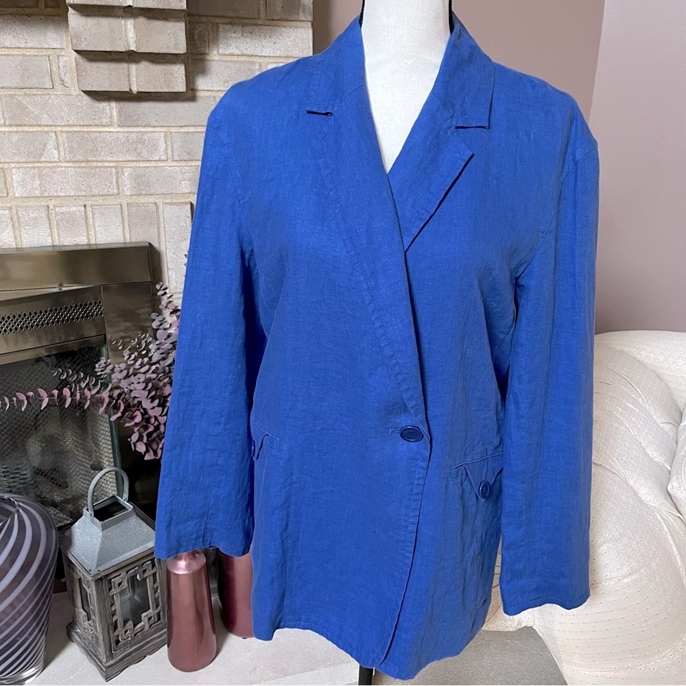 MADEWELL Double-Breasted Linen Blazer - Bluestone